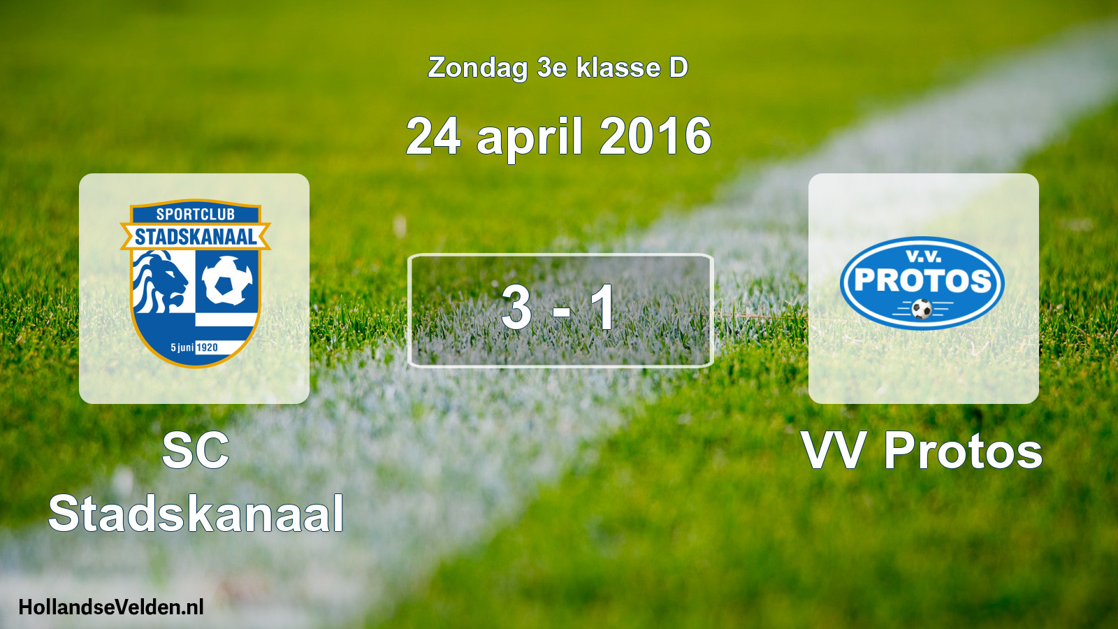 Total number of matches played: SC Stadskanaal - VV Protos 3 - 1 (24 April 2016)