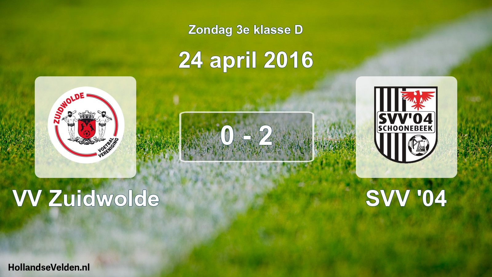 Total number of matches played: VV Zuidwolde - SVV '04 0 - 2 (24 April 2016)