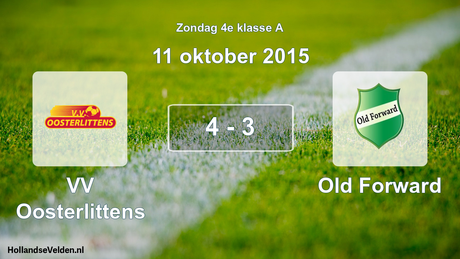 Total number of matches played: VV Oosterlittens - Old Forward 4 - 3 (11 October 2015)