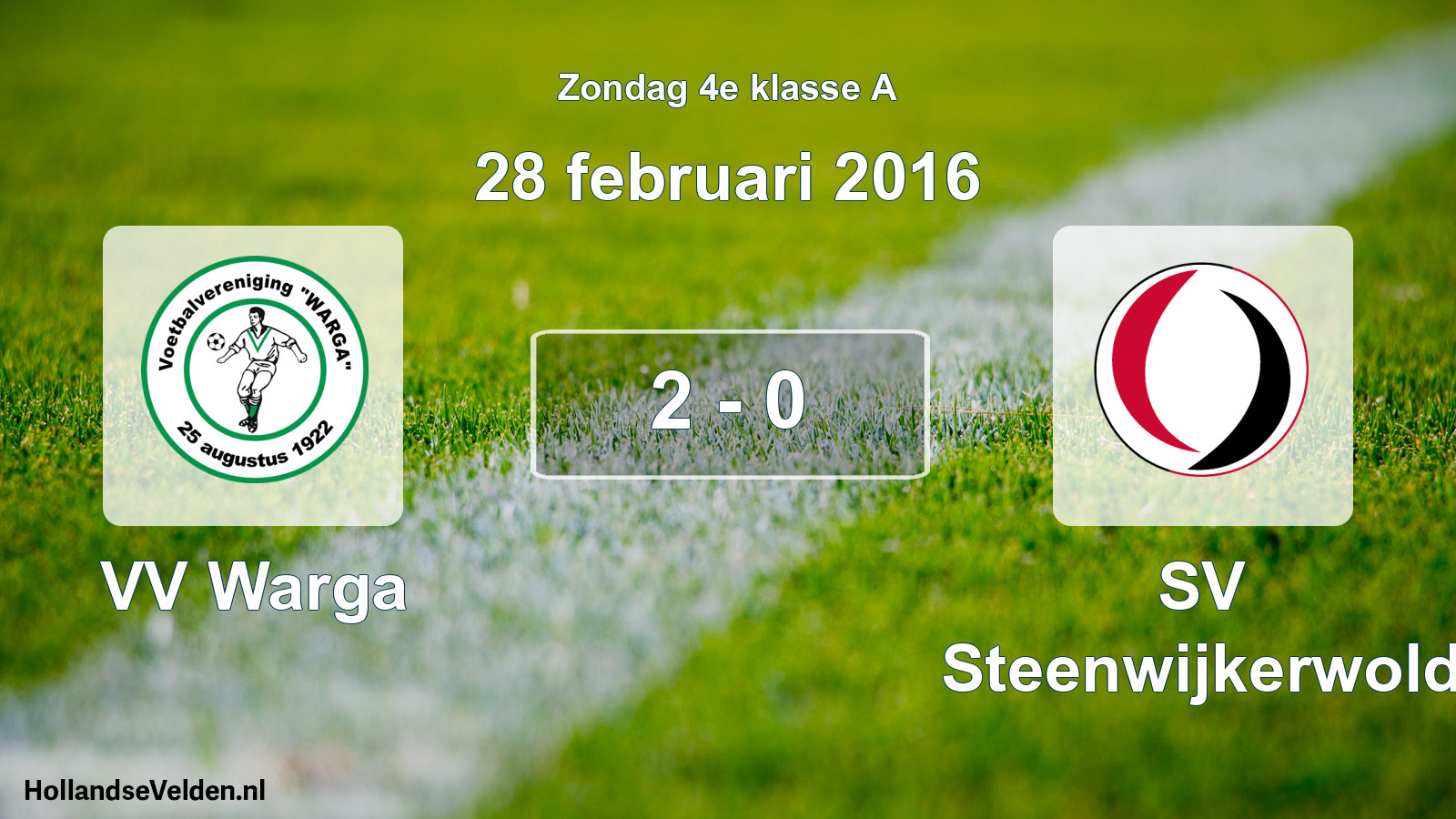 Total number of matches played: VV Warga - SV Steenwijkerwold 2 - 0 (28 February 2016)