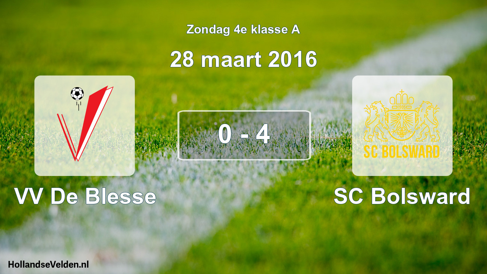 Total number of matches played: VV De Blesse - SC Bolsward 0 - 4 (28 March 2016)