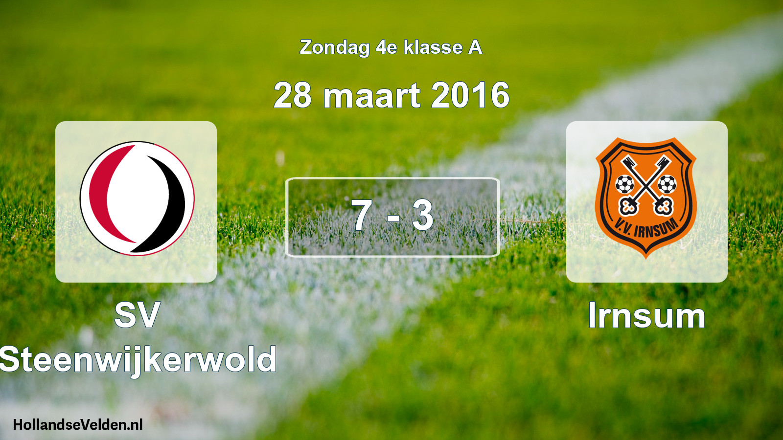 Total number of matches played: SV Steenwijkerwold - Irnsum 7 - 3 (28 March 2016)