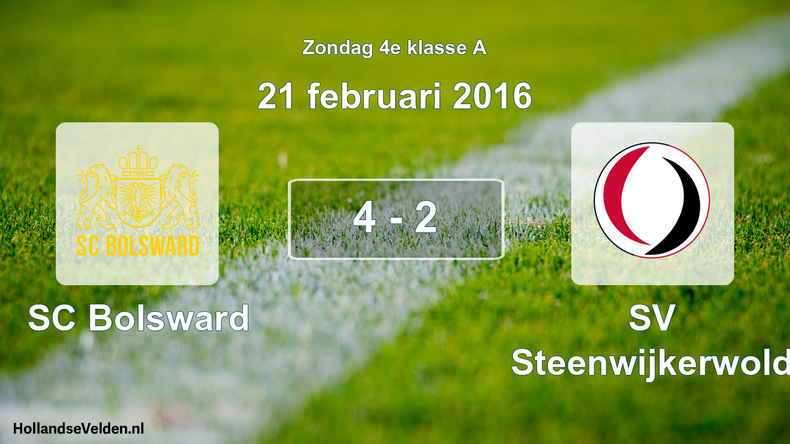 Total number of matches played: SC Bolsward - SV Steenwijkerwold 4 - 2 (21 February 2016)