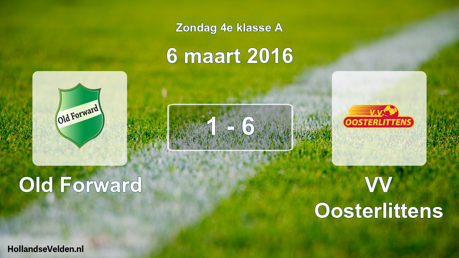 Total number of matches played: Old Forward - VV Oosterlittens 1 - 6 (6 March 2016)