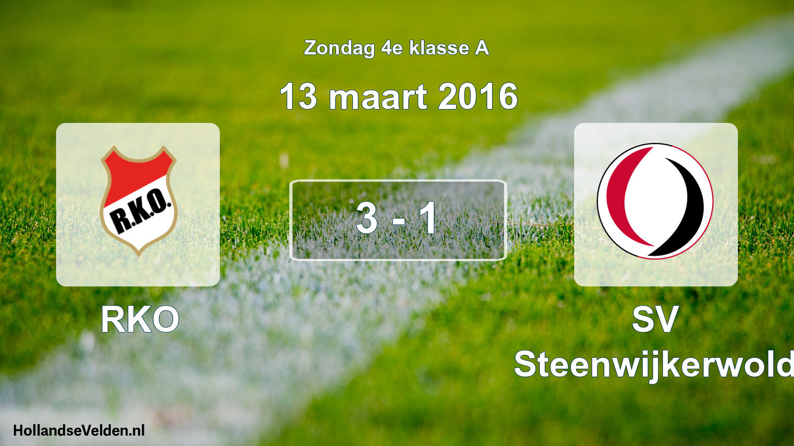 Total number of matches played: RKO - SV Steenwijkerwold 3 - 1 (13 March 2016)