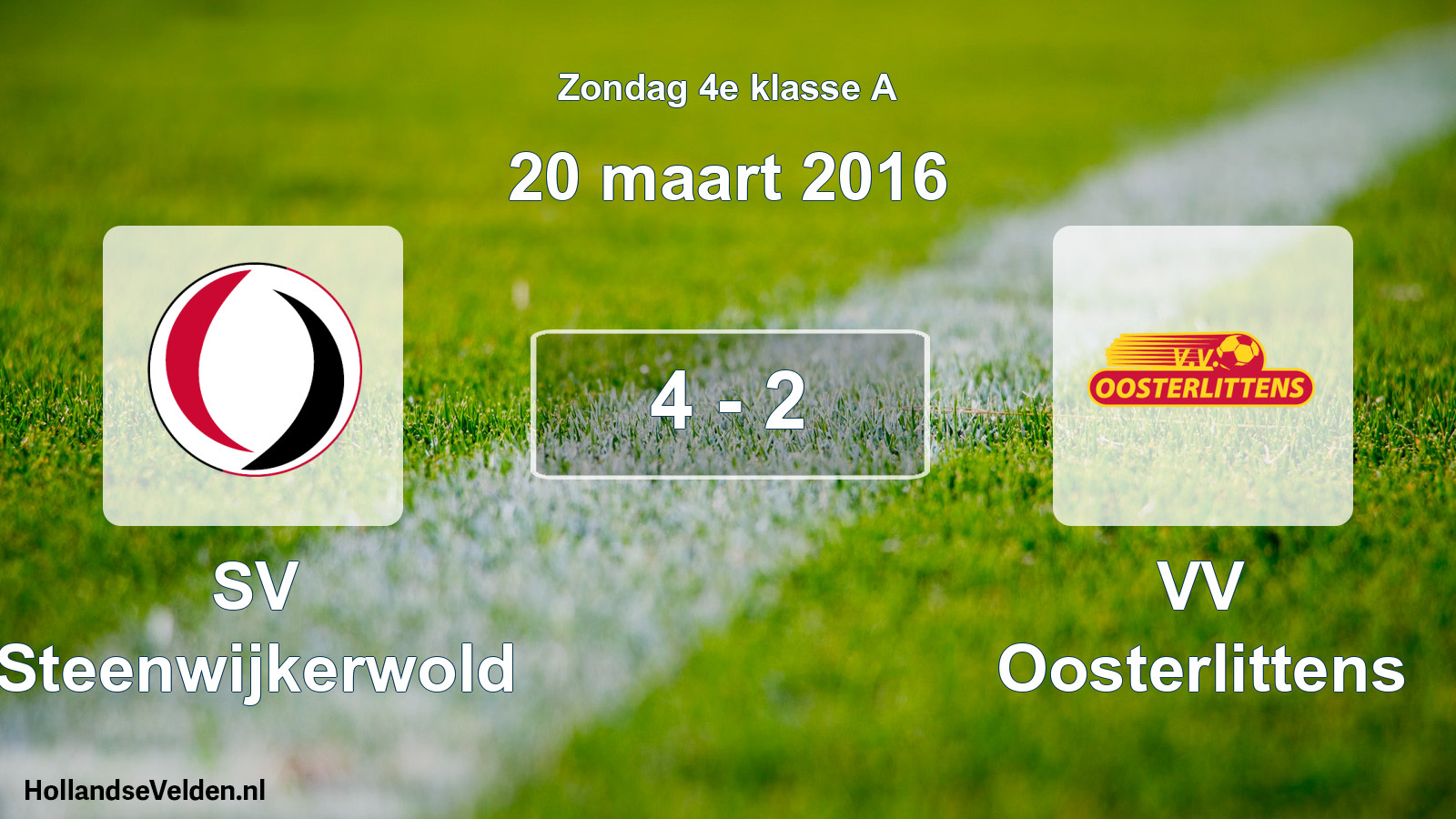 Total number of matches played: SV Steenwijkerwold - VV Oosterlittens 4 - 2 (20 March 2016)