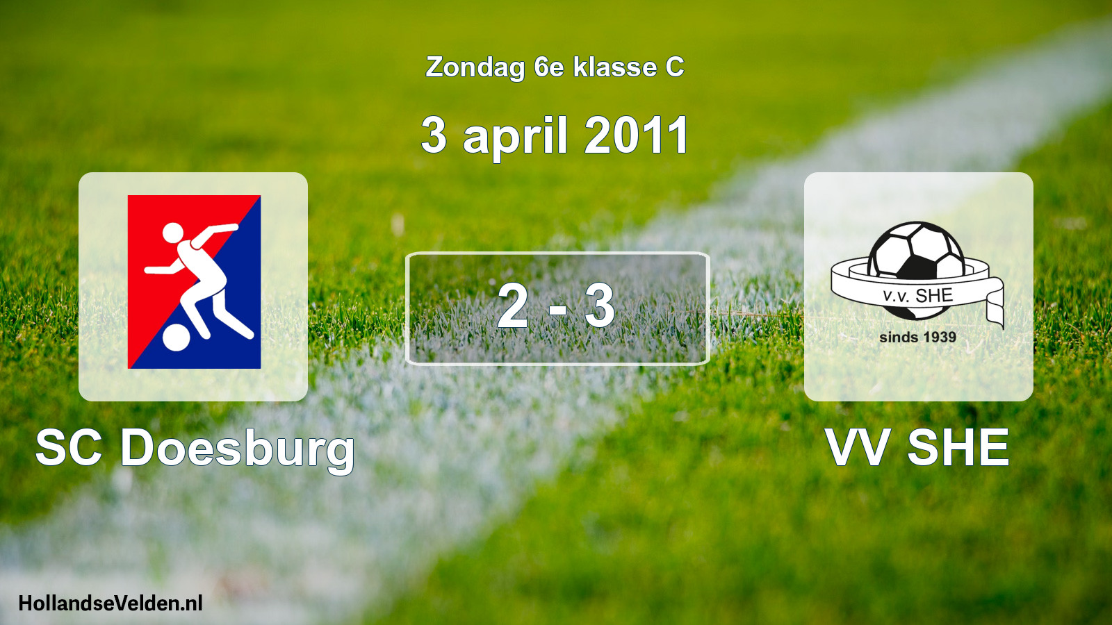 Total number of matches played: SC Doesburg - VV SHE 2 - 3 (3 April 2011)