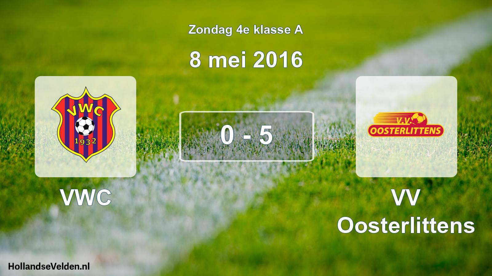 Total number of matches played: VWC - VV Oosterlittens 0 - 5 (8 May 2016)