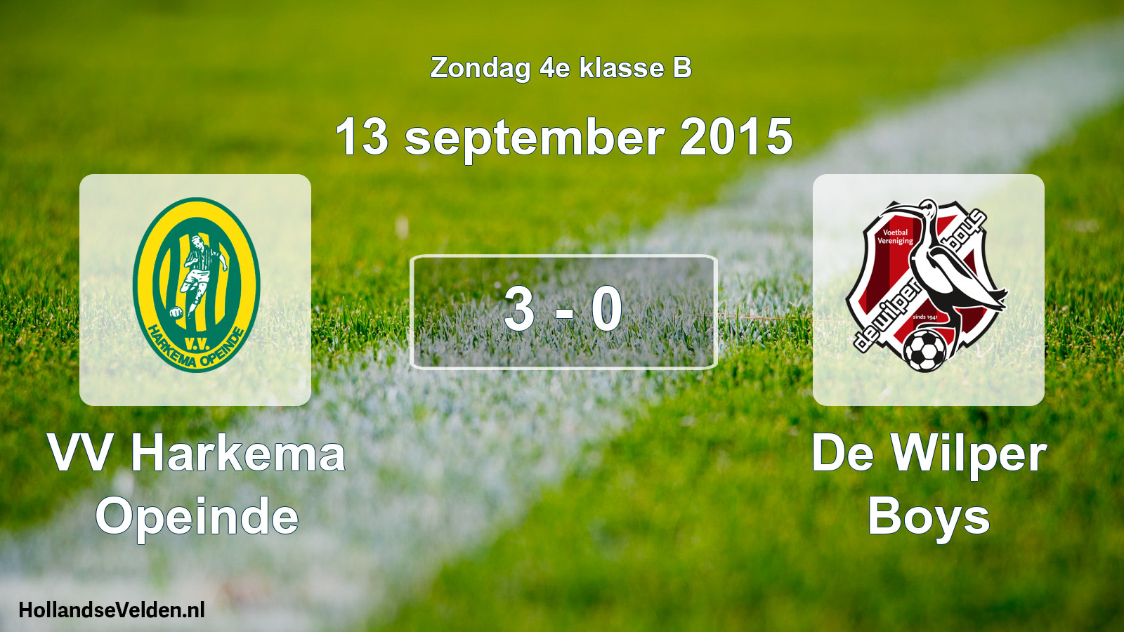 Total number of matches played: VV Harkema Opeinde - De Wilper Boys 3 - 0 (13 September 2015)