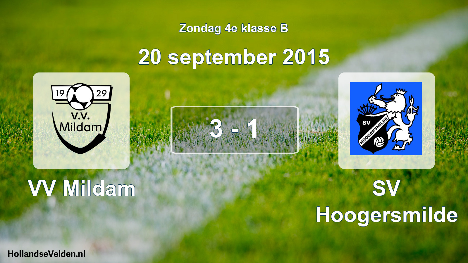 Total number of matches played: VV Mildam - SV Hoogersmilde 3 - 1 (20 September 2015)