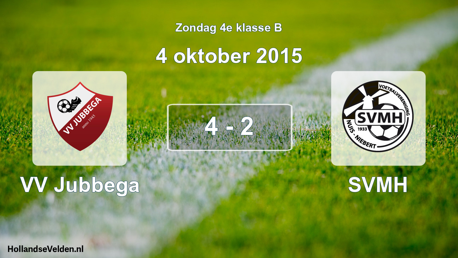 Total number of matches played: VV Jubbega - SVMH 4 - 2 (4 October 2015)