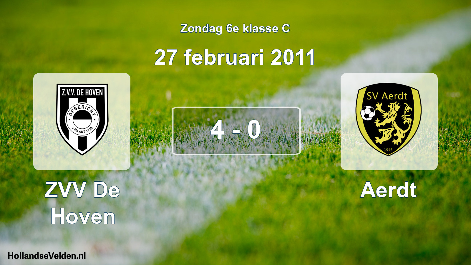 Total number of matches played: ZVV De Hoven - Aerdt 4 - 0 (27 February 2011)