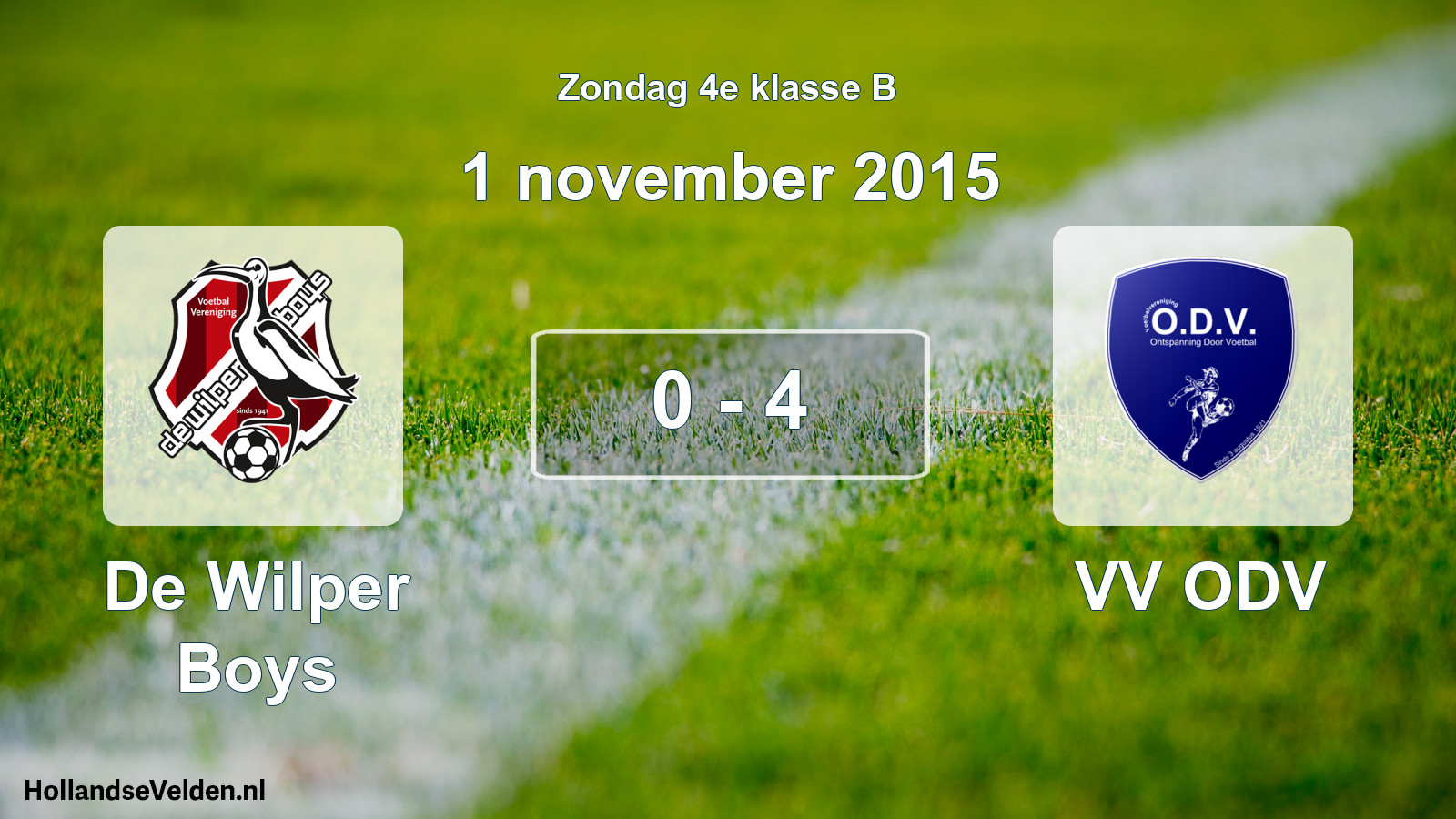 Total number of matches played: De Wilper Boys - VV ODV 0 - 4 (1 November 2015)
