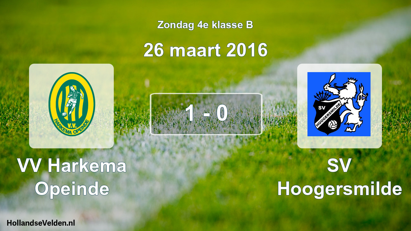 Total number of matches played: VV Harkema Opeinde - SV Hoogersmilde 1 - 0 (26 March 2016)