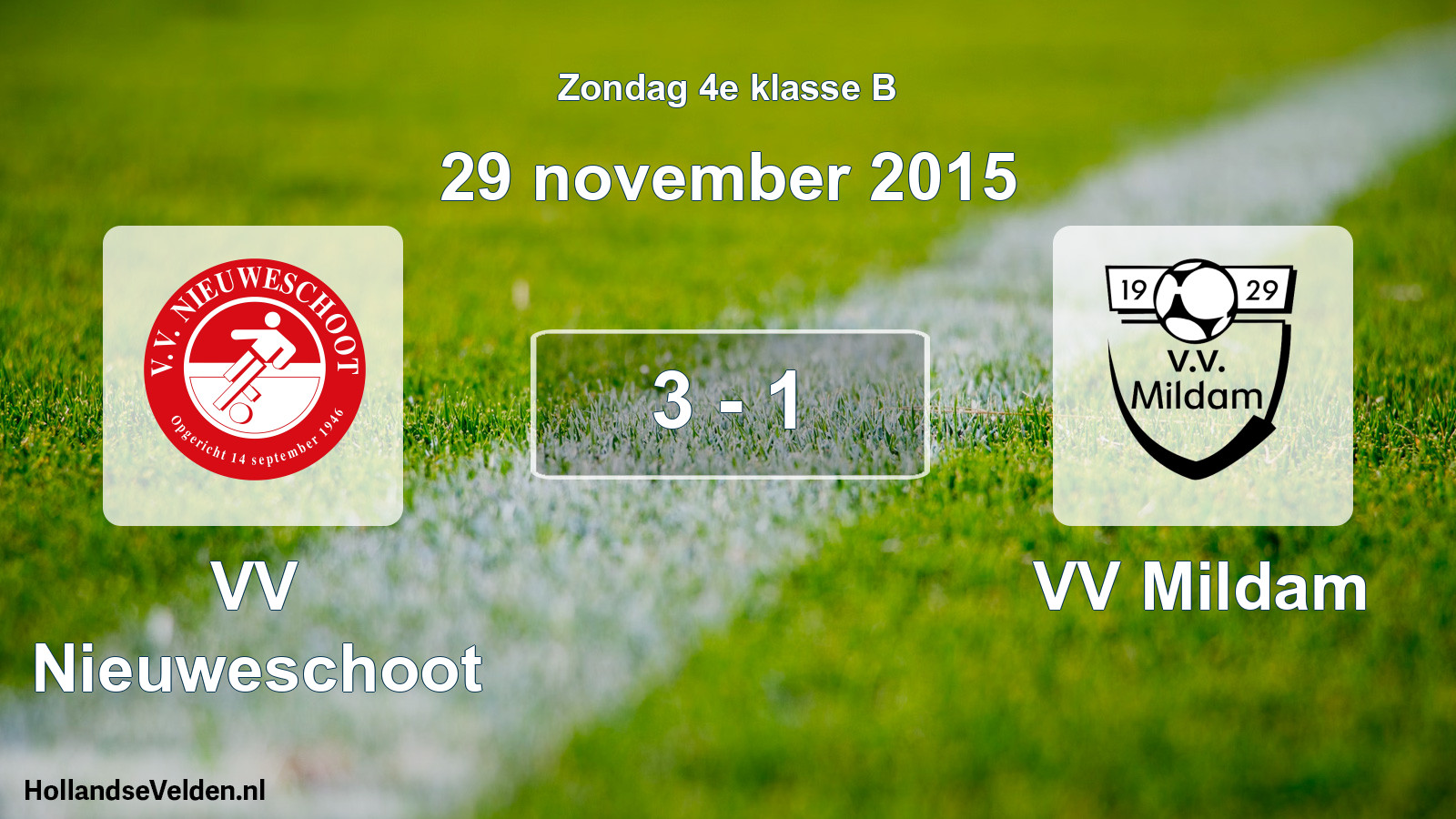 Total number of matches played: VV Nieuweschoot - VV Mildam 3 - 1 (29 November 2015)