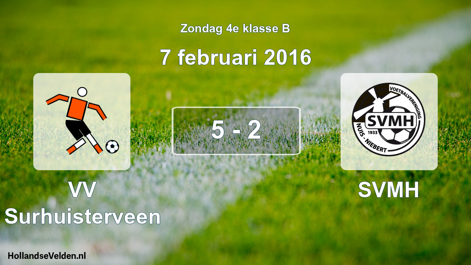 Total number of matches played: VV Surhuisterveen - SVMH 5 - 2 (7 February 2016)