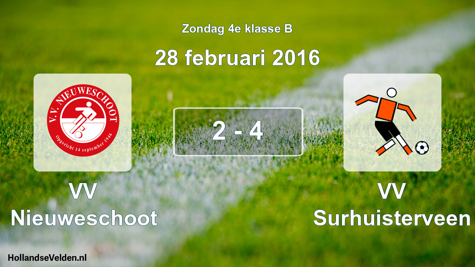 Total number of matches played: VV Nieuweschoot - VV Surhuisterveen 2 - 4 (28 February 2016)