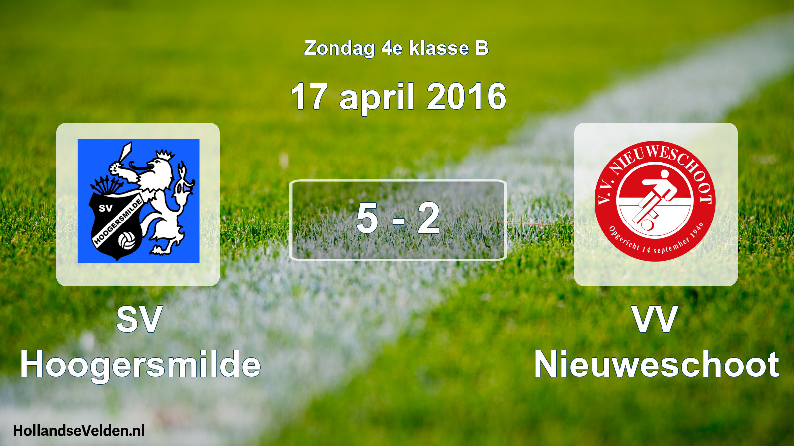 Total number of matches played: SV Hoogersmilde - VV Nieuweschoot 5 - 2 (17 April 2016)