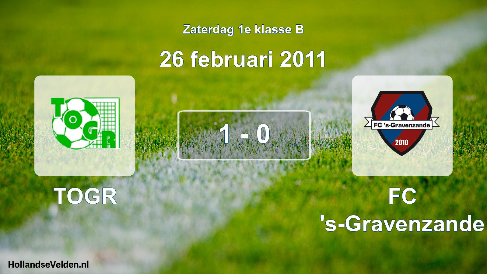 Total number of matches played: TOGR - FC 's-Gravenzande 1 - 0 (26 February 2011)
