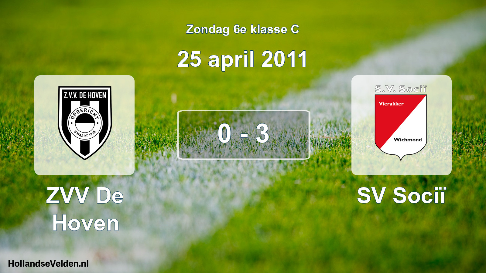 Total number of matches played: ZVV De Hoven - SV Sociï 0 - 3 (25 April 2011)