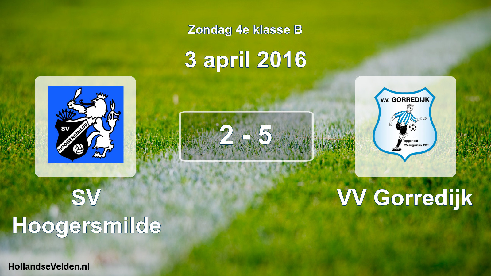Total number of matches played: SV Hoogersmilde - VV Gorredijk 2 - 5 (3 April 2016)