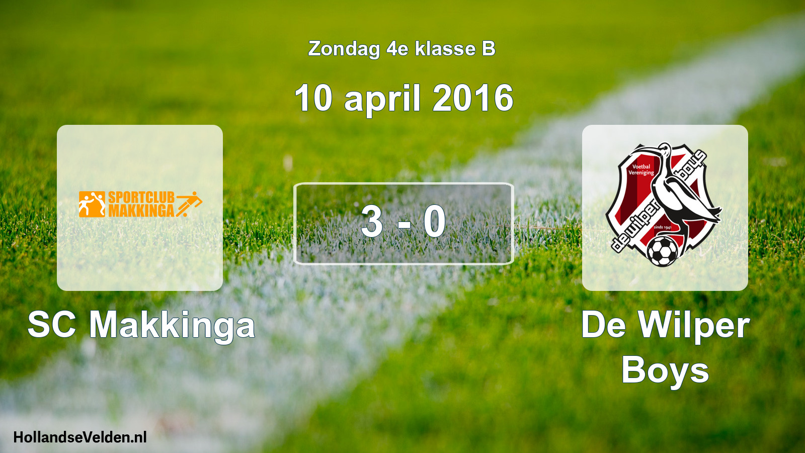 Total number of matches played: SC Makkinga - De Wilper Boys 3 - 0 (10 April 2016)