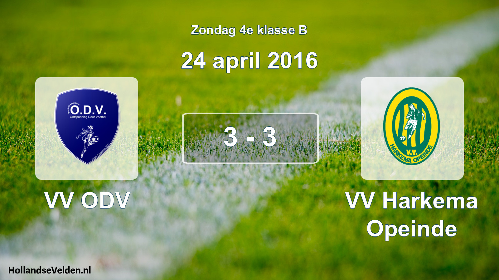 Total number of matches played: VV ODV - VV Harkema Opeinde 3 - 3 (24 April 2016)