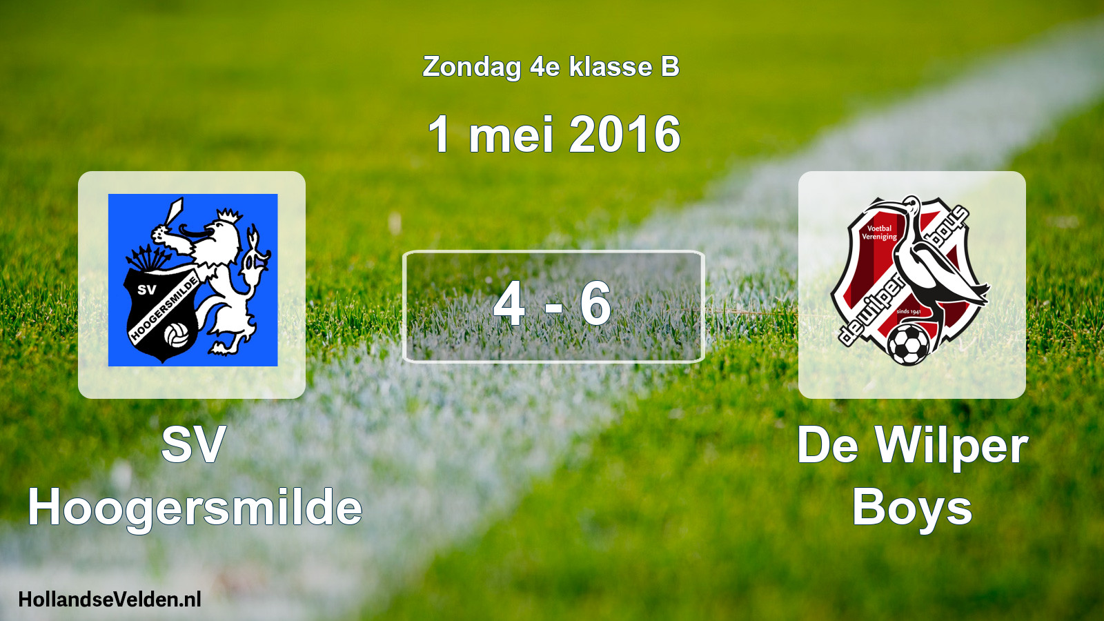 Total number of matches played: SV Hoogersmilde - De Wilper Boys 4 - 6 (1 May 2016)