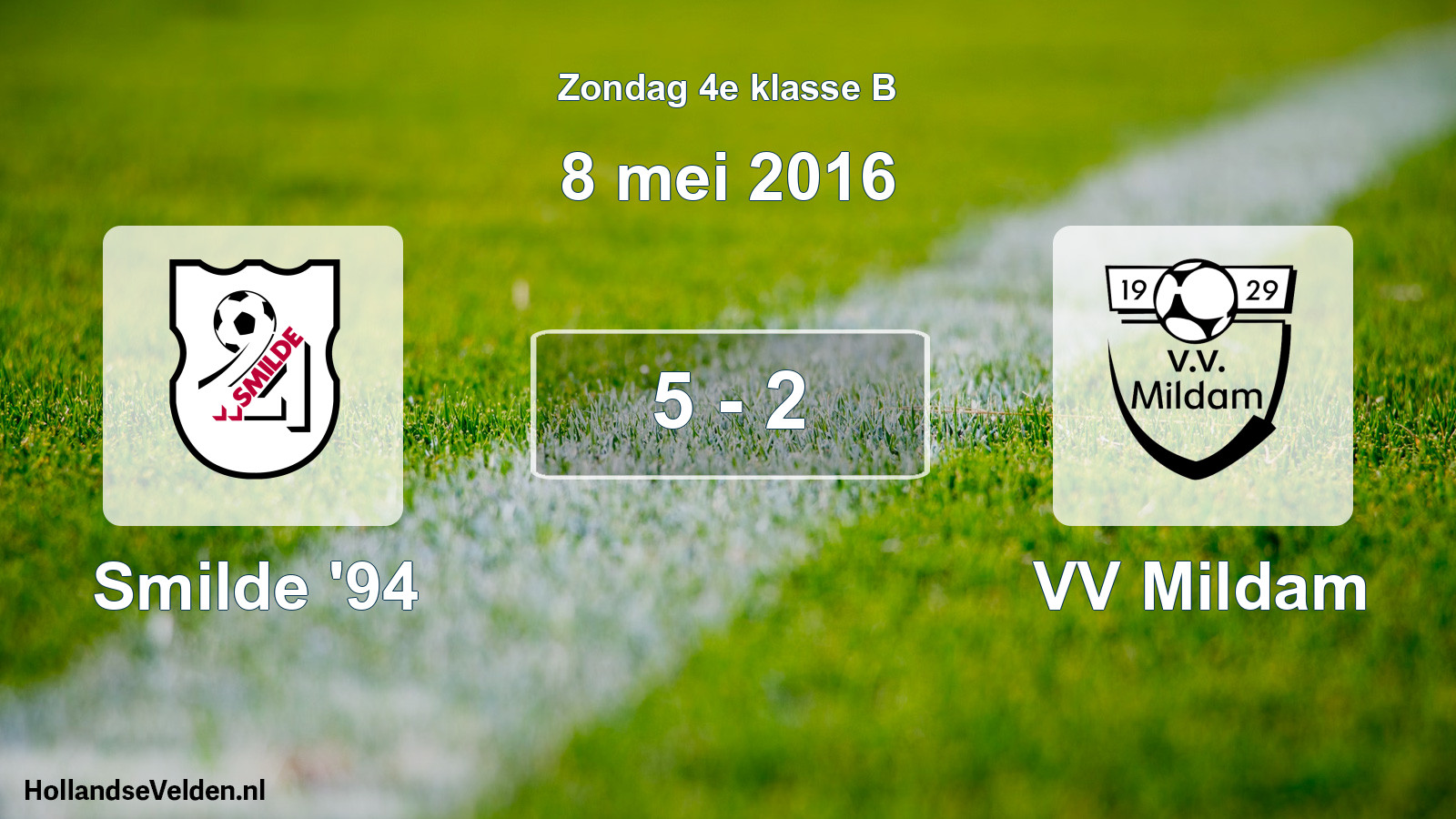 Total number of matches played: Smilde '94 - VV Mildam 5 - 2 (8 May 2016)