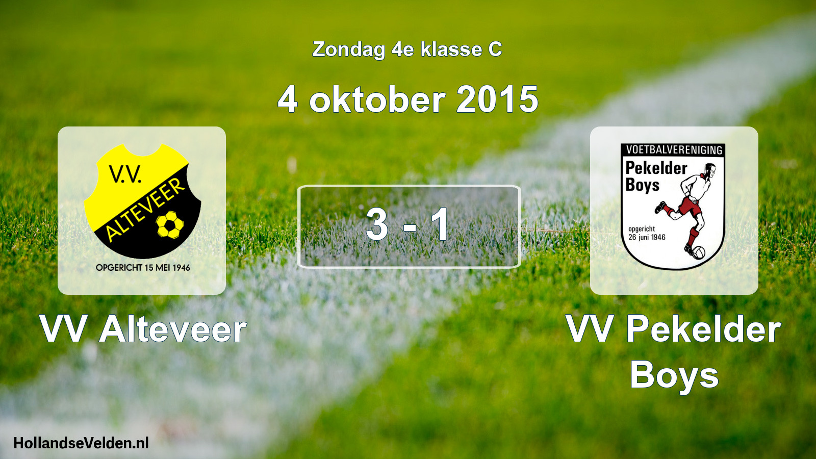 Total number of matches played: VV Alteveer - VV Pekelder Boys 3 - 1 (4 October 2015)