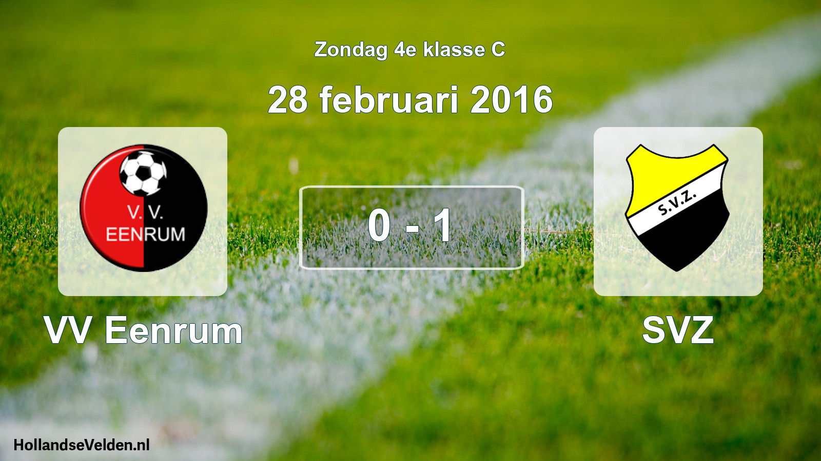 Total number of matches played: VV Eenrum - SVZ 0 - 1 (28 February 2016)
