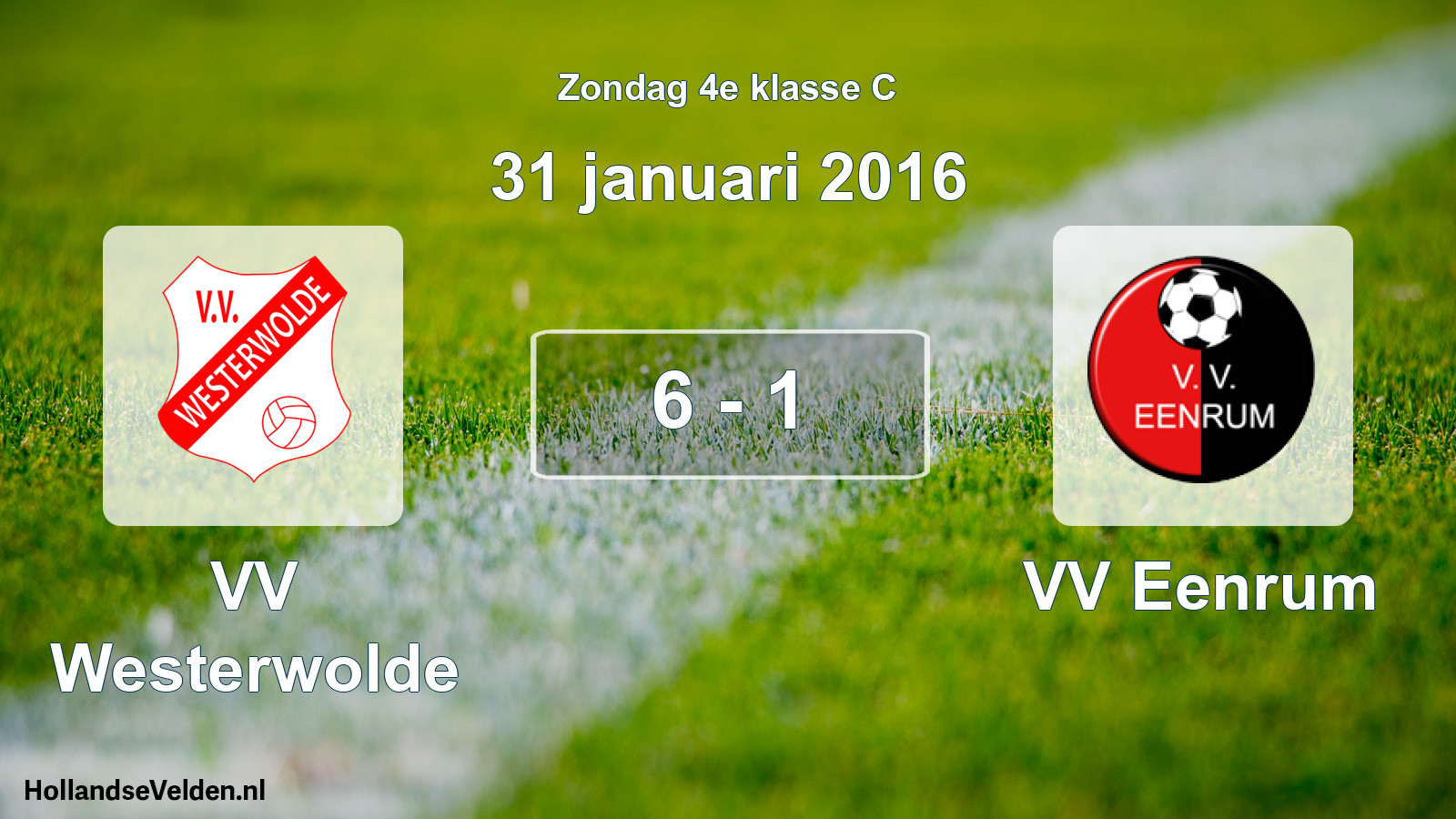 Total number of matches played: VV Westerwolde - VV Eenrum 6 - 1 (31 January 2016)
