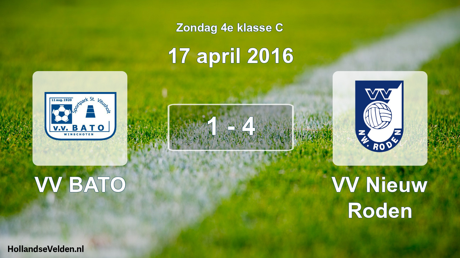 Total number of matches played: VV BATO - VV Nieuw Roden 1 - 4 (17 April 2016)