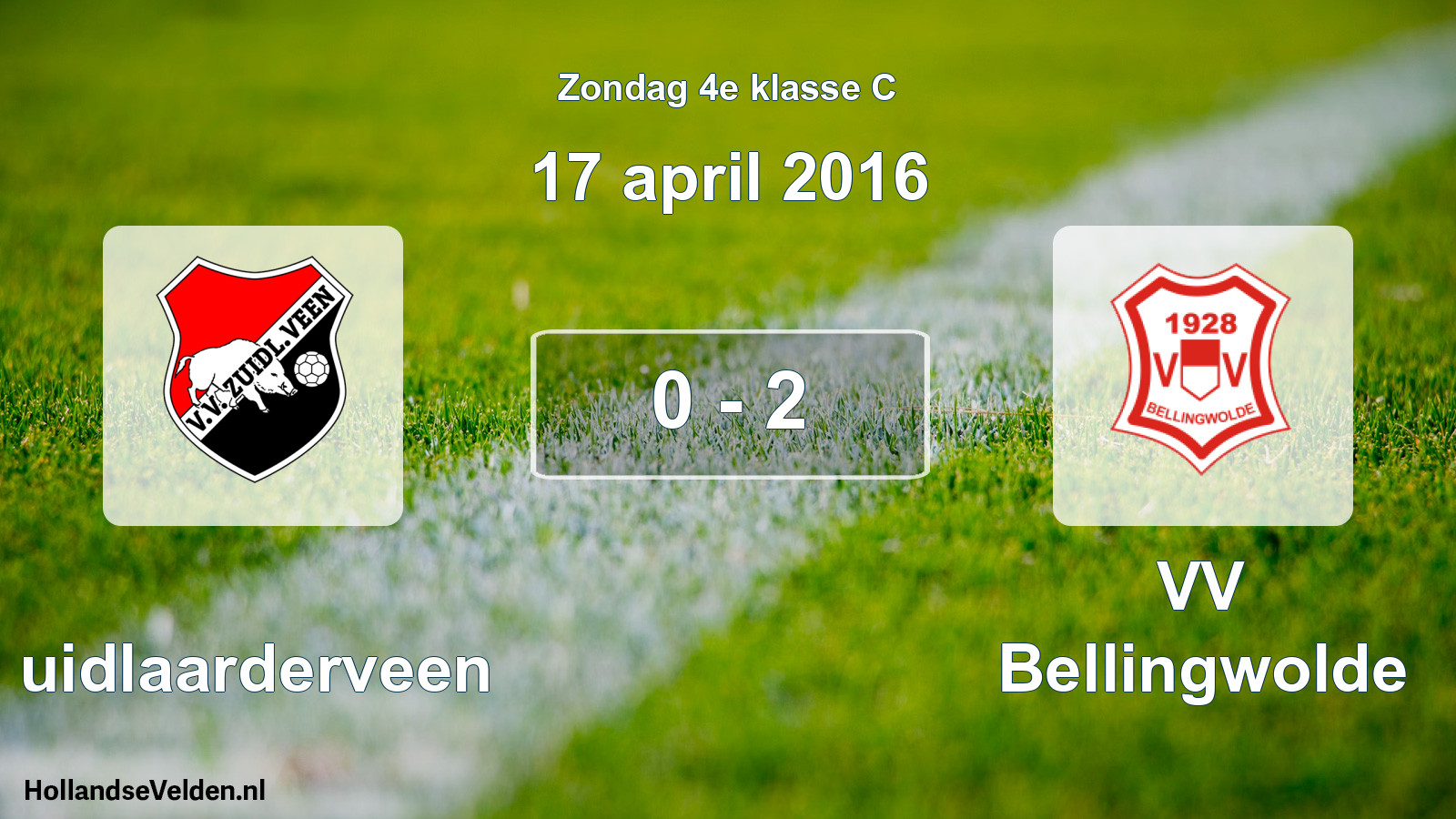 Total number of matches played: Zuidlaarderveen - VV Bellingwolde 0 - 2 (17 April 2016)