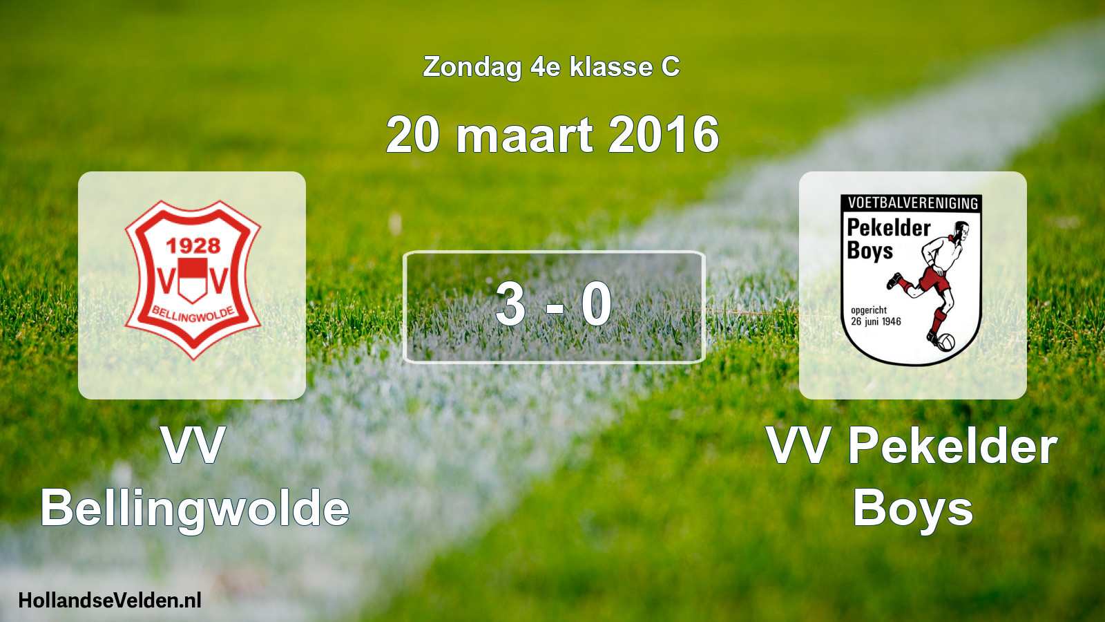 Total number of matches played: VV Bellingwolde - VV Pekelder Boys 3 - 0 (20 March 2016)