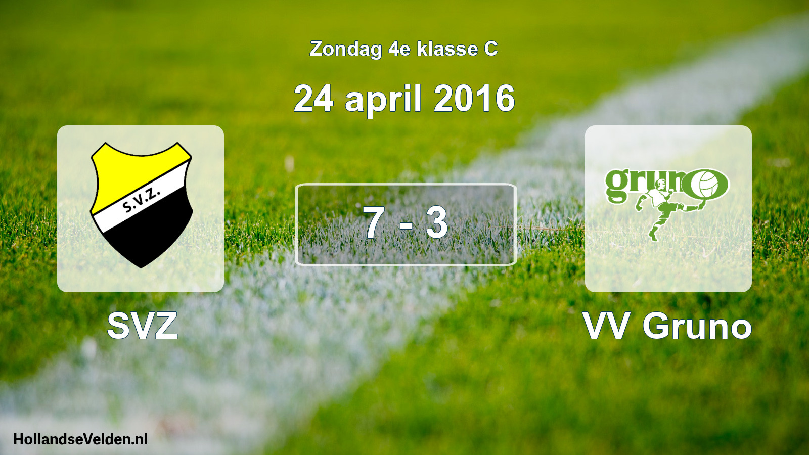 Total number of matches played: SVZ - VV Gruno 7 - 3 (24 April 2016)