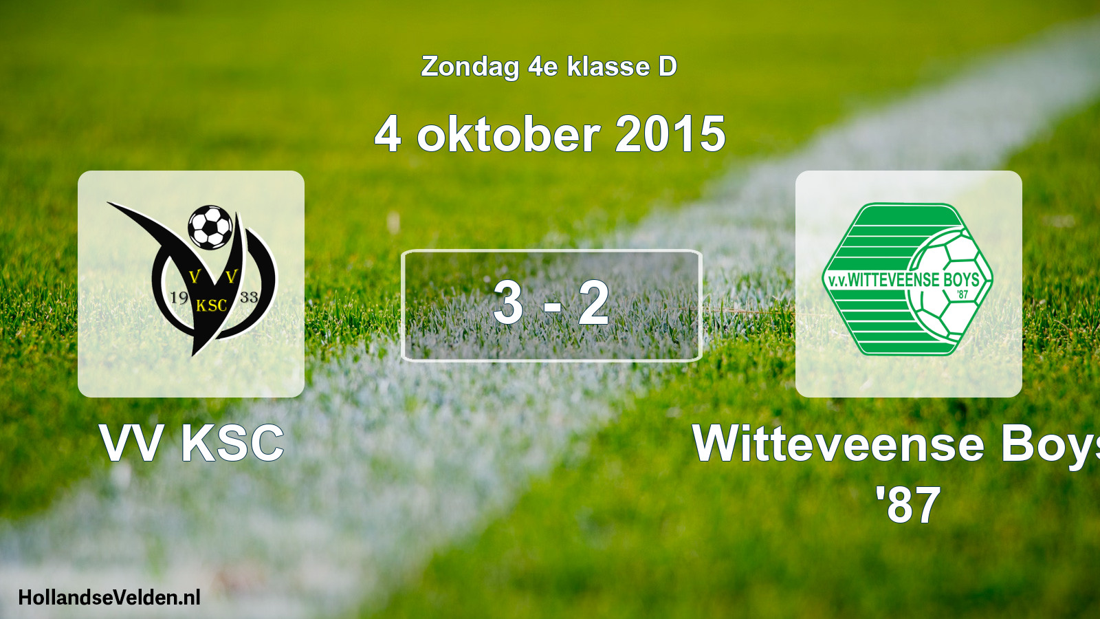 Total number of matches played: VV KSC - Witteveense Boys '87 3 - 2 (4 October 2015)