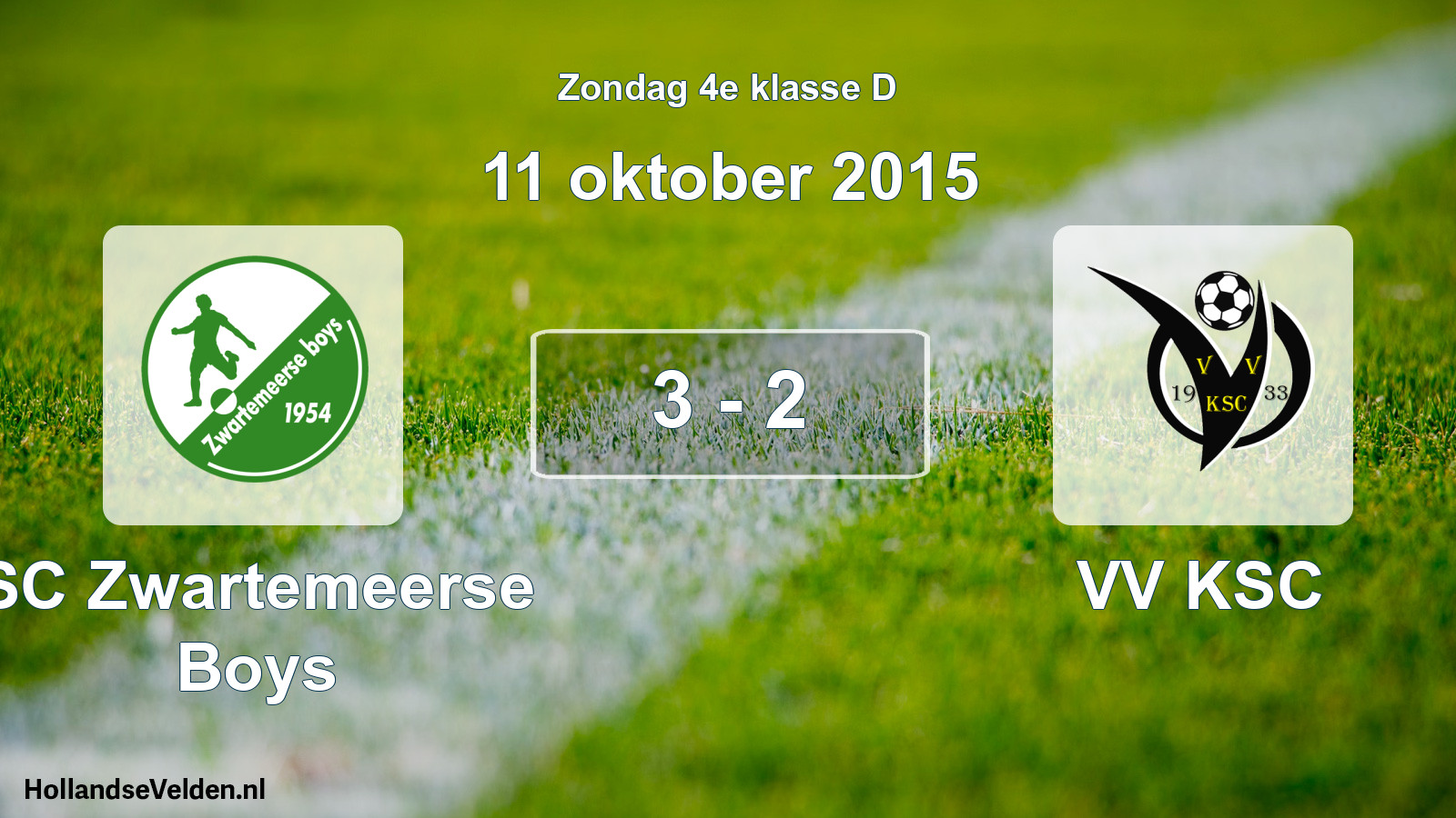 Total number of matches played: SC Zwartemeerse Boys - VV KSC 3 - 2 (11 October 2015)