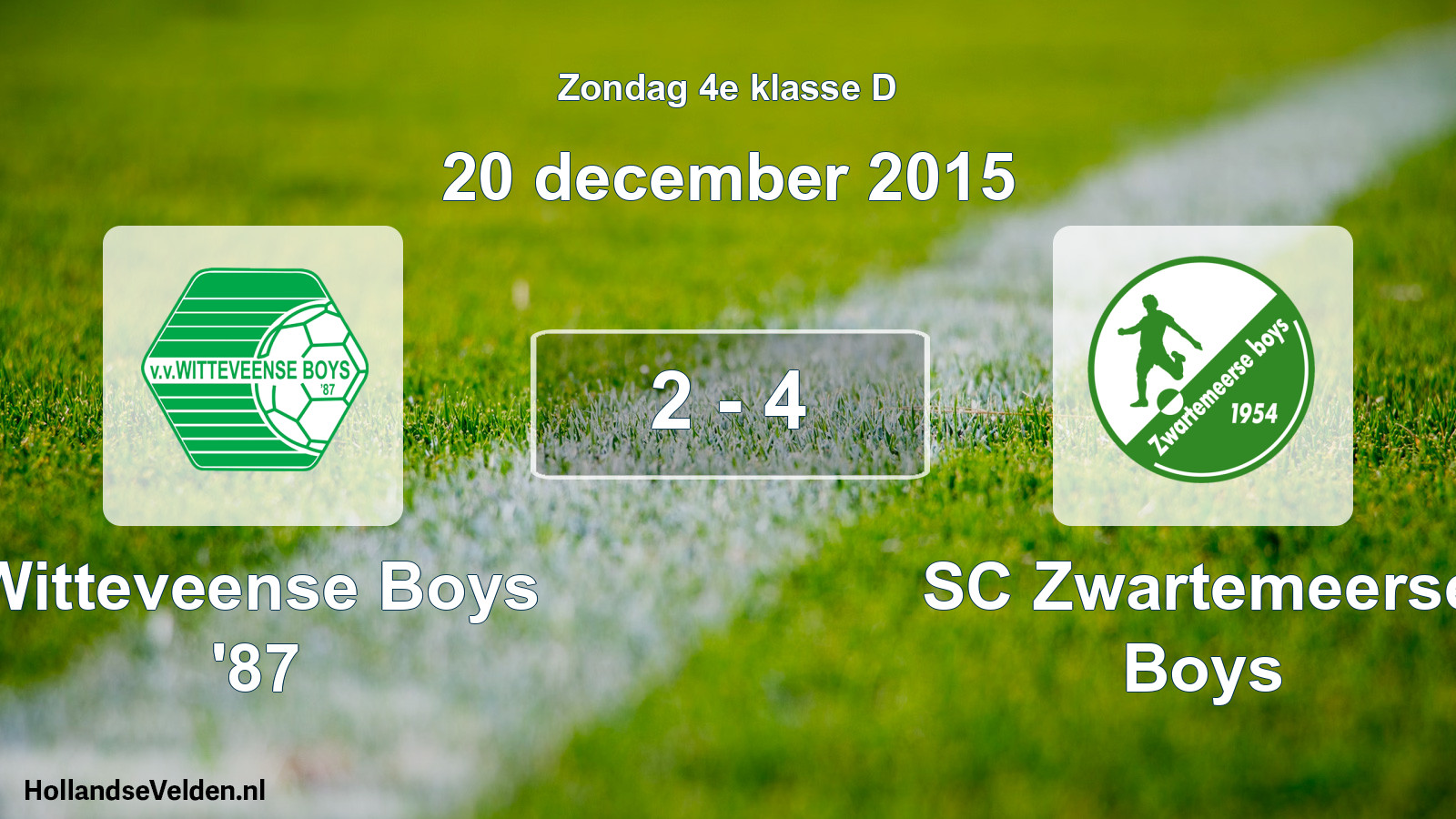 Total number of matches played: Witteveense Boys '87 - SC Zwartemeerse Boys 2 - 4 (20 December 2015)