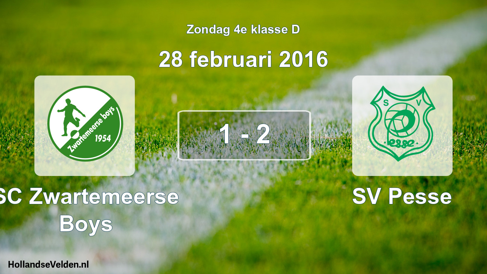 Total number of matches played: SC Zwartemeerse Boys - SV Pesse 1 - 2 (28 February 2016)