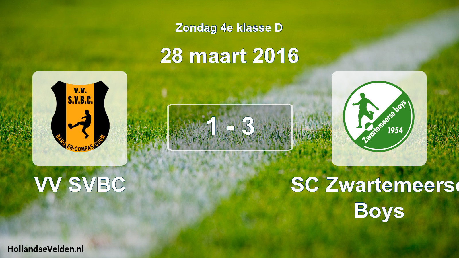Total number of matches played: VV SVBC - SC Zwartemeerse Boys 1 - 3 (28 March 2016)