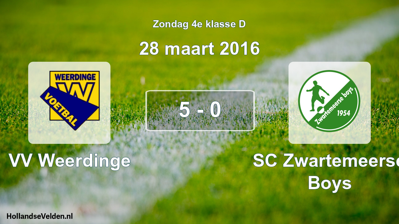 Total number of matches played: VV Weerdinge - SC Zwartemeerse Boys 5 - 0 (28 March 2016)
