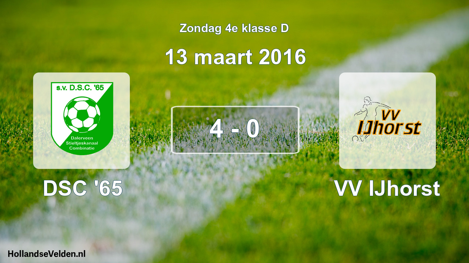 Total number of matches played: DSC '65 - VV IJhorst 4 - 0 (13 March 2016)