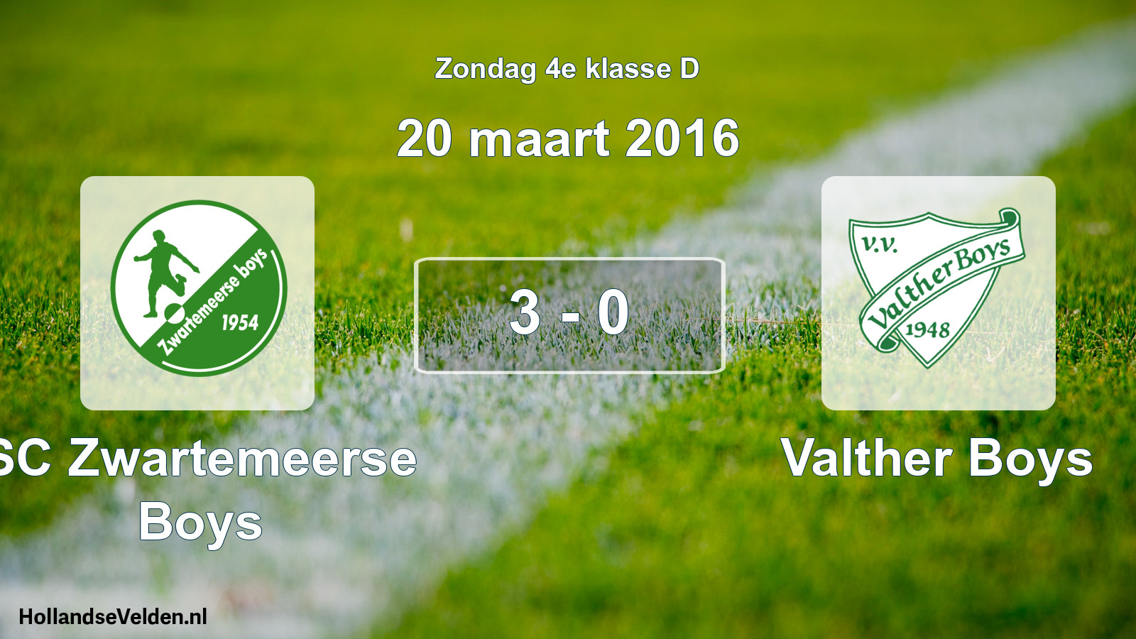 Total number of matches played: SC Zwartemeerse Boys - Valther Boys 3 - 0 (20 March 2016)