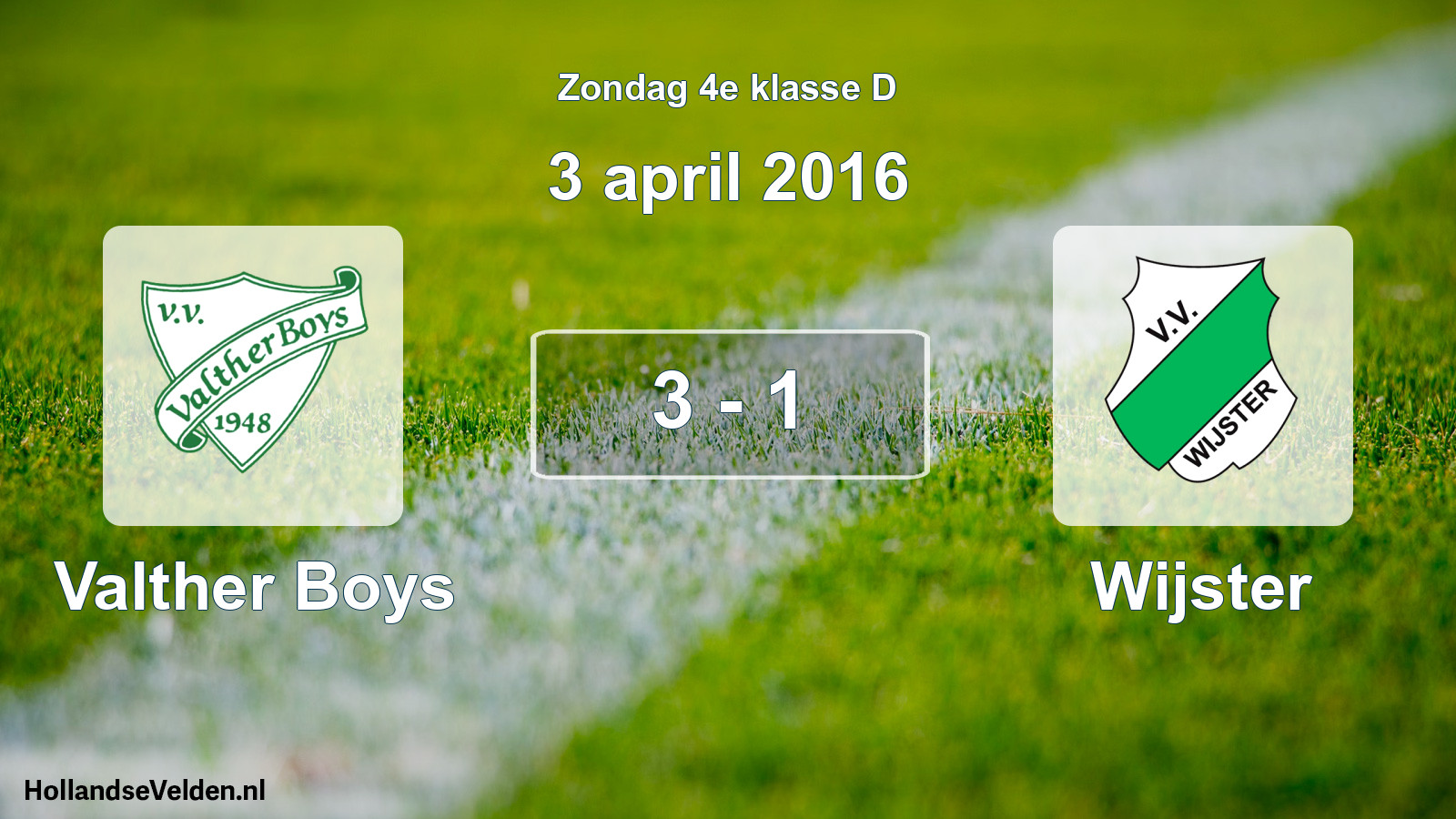 Total number of matches played: Valther Boys - Wijster 3 - 1 (3 April 2016)