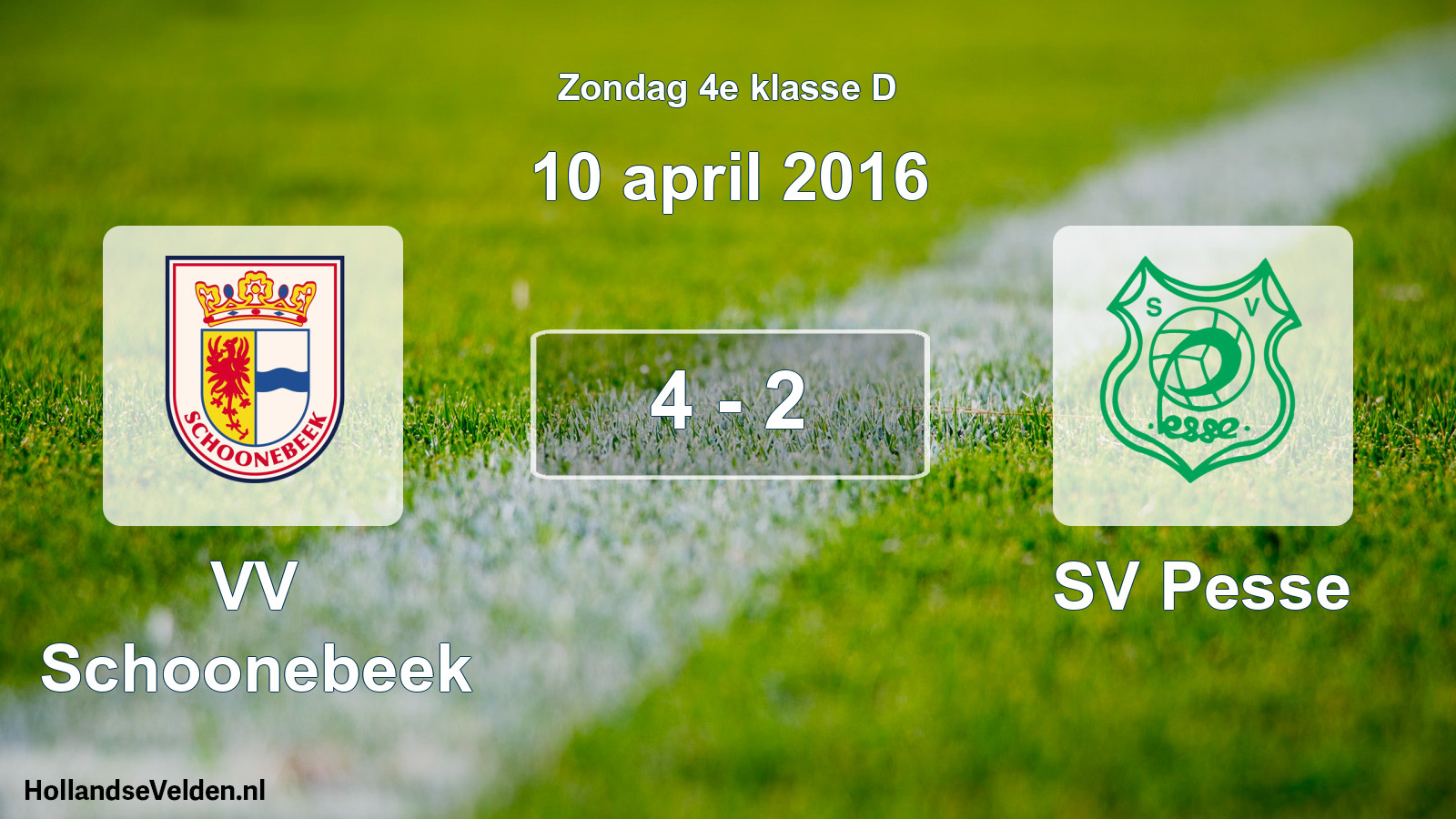 Total number of matches played: VV Schoonebeek - SV Pesse 4 - 2 (10 April 2016)
