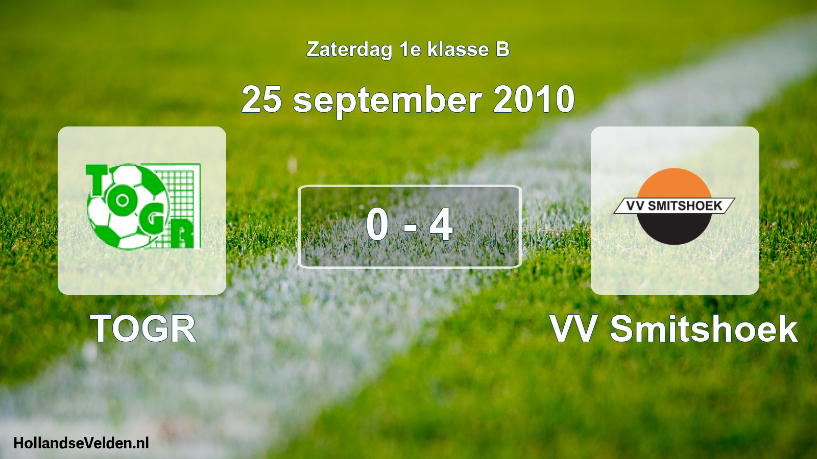 Total number of matches played: TOGR - VV Smitshoek 0 - 4 (25 September 2010)