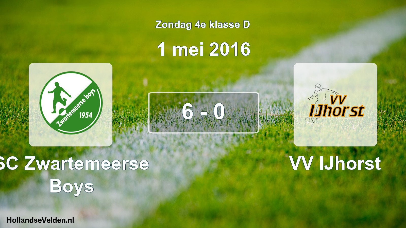Total number of matches played: SC Zwartemeerse Boys - VV IJhorst 6 - 0 (1 May 2016)
