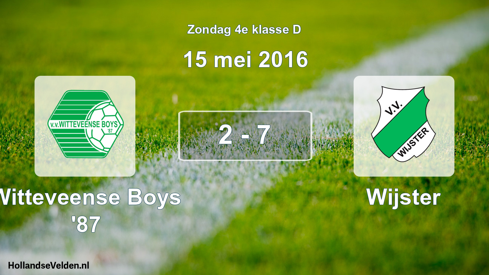 Total number of matches played: Witteveense Boys '87 - Wijster 2 - 7 (15 May 2016)