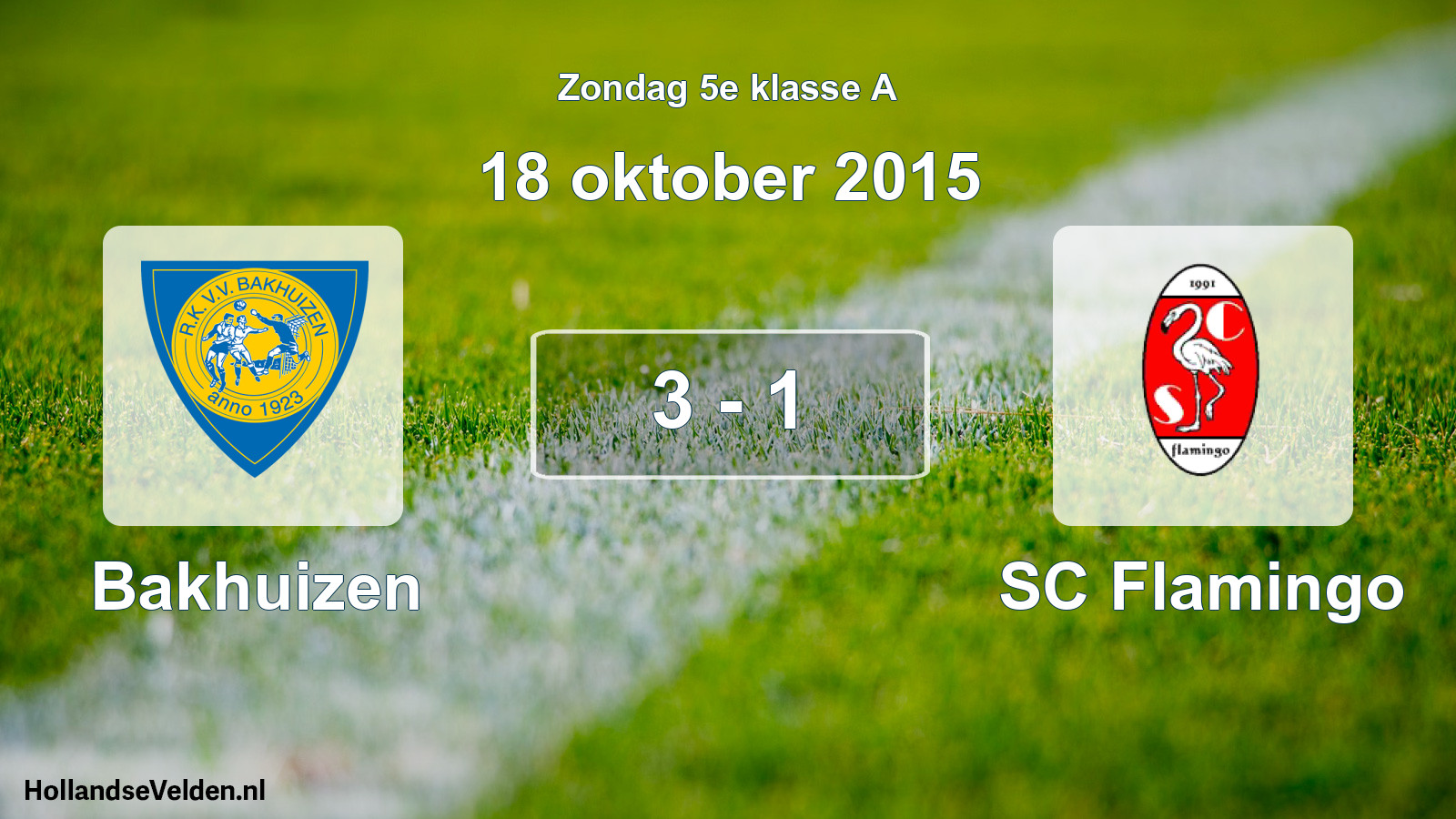 Total number of matches played: Bakhuizen - SC Flamingo 3 - 1 (18 October 2015)